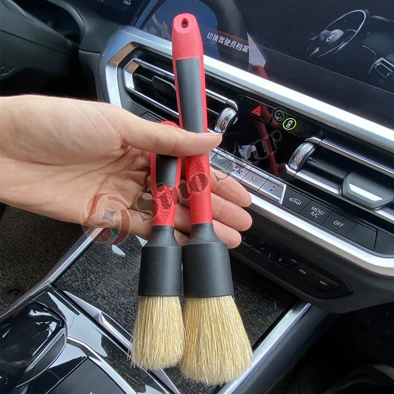 Two-Size 100% Bristle Brush Super Soft Bristles Cleaning Brush Car Interior Dust Cleaning Detail Brush Set