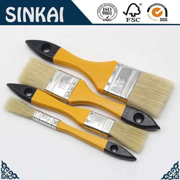 Best Selling Yellow Handle 100% Pur White Bristle Paint Brush