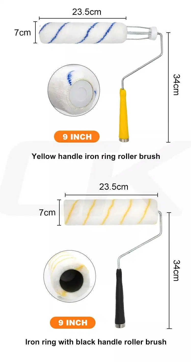 Free Sample Popular Pattern Paint Roller Brush with Plastic Handle Paint Tool for House Painting