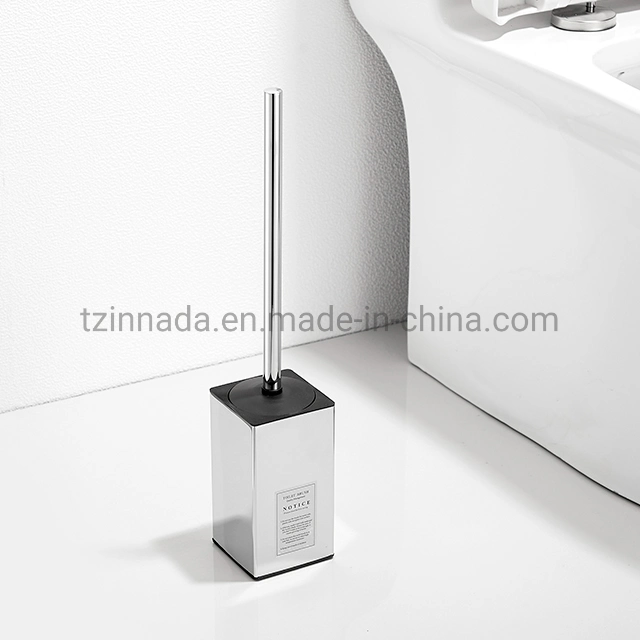 High Quality SUS304 Bathroom Accessories Floor Stand Square Chrome Toilet Brush (NC9896-C)