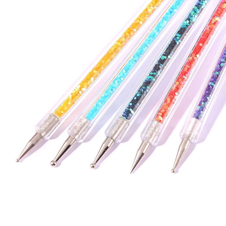 Private Label 5PCS Nail Salon Nail Art Brushes Set Japanese Double End Crystal Pen Drawing Pen Liner Brush with PVC Bag