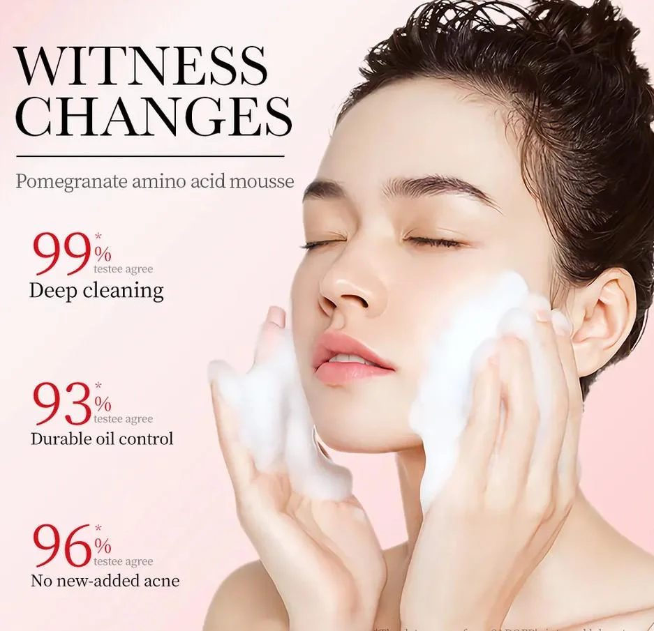 Facial Cleanser Mousse Moisturizer Amino Acid Foaming Make up Pore Cleaner Whitening Face Wash with Brush