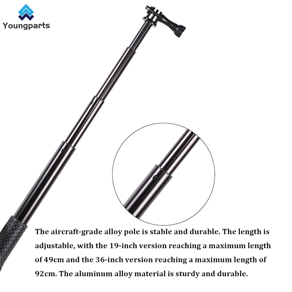 Extendable Aluminum Selfie Stick Monopod Hand-Held Adjustable Telescopic Extension Pole for Gopro Hero (2018) Hero 10 9 8 7 6 5 4