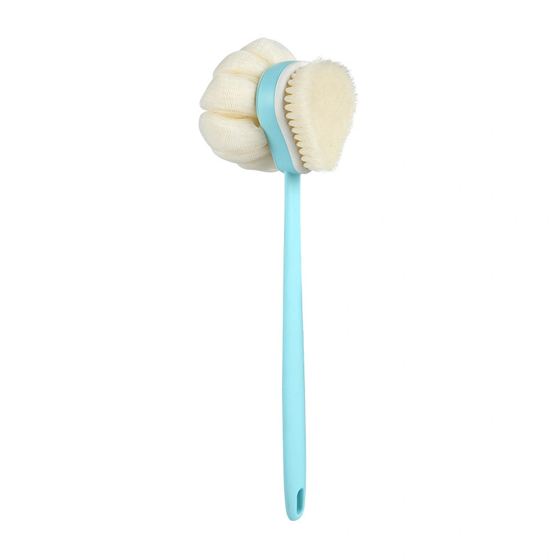 Free Sample 40g PE Mesh Sponge Ball Bath Brush with Long Handle