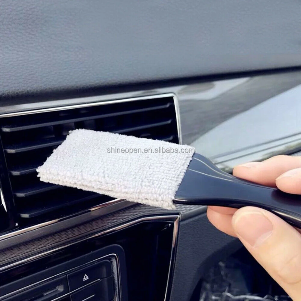 Shineopen Double Head Portable Car Interior Detailing Dust Brush Auto Detail Brush Exterior Soft Bristle Brushes