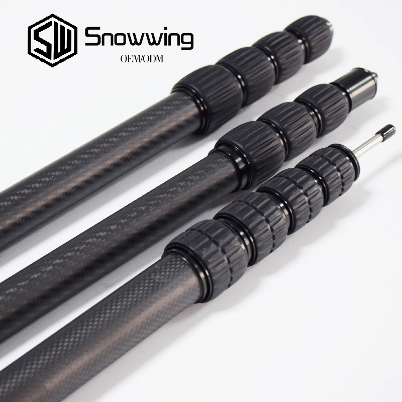 High Stiffness 15m 3K Twill Matte Fiberglass or Carbon Fiber Telescopic Extension Pole