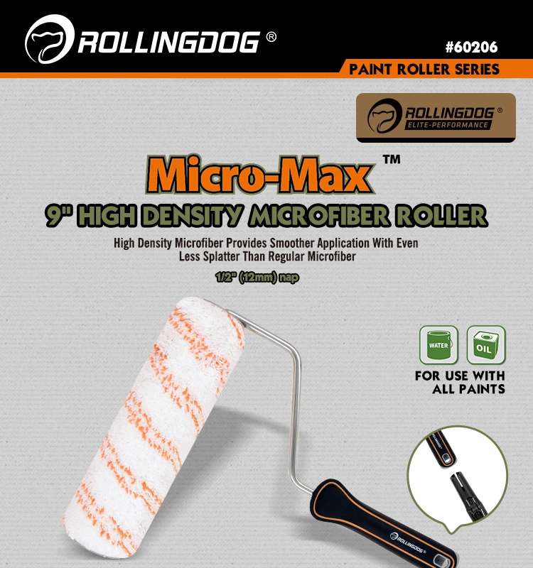 Rollingdog Elite 60206 Micro-Max&trade; 9&quot; Single Rod EU High Density Microfiber Paint Roller