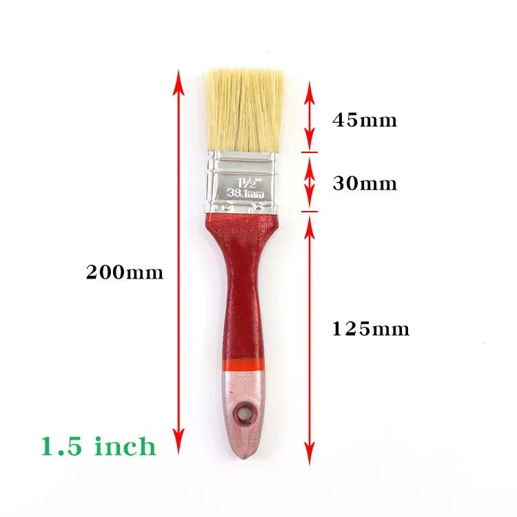 Red Wood Handle Natural Bristle 2023 Hot Sale Paint Brush Different Size Wooden Handle Paint Brush