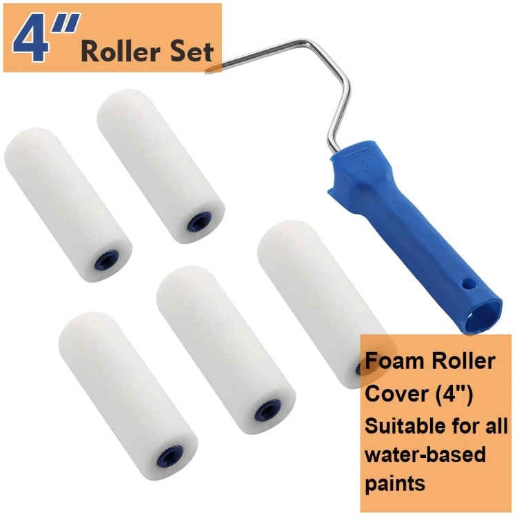 Small Paint Tray Set with High-Density Foam Mini Roller Refills, Roller Frame, Paint Tray, 4&quot; Microfiber Roller Covers, House Painting Roller Brush (12-Pack)