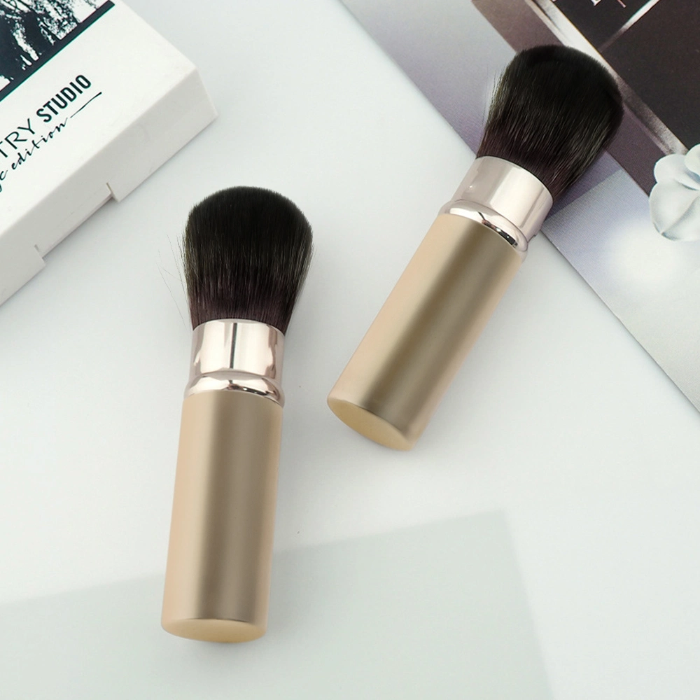 Retractable Flat Single Vegan Makeup Brush Luxury Travel Portable Fluffy Foundation Makeup Brush