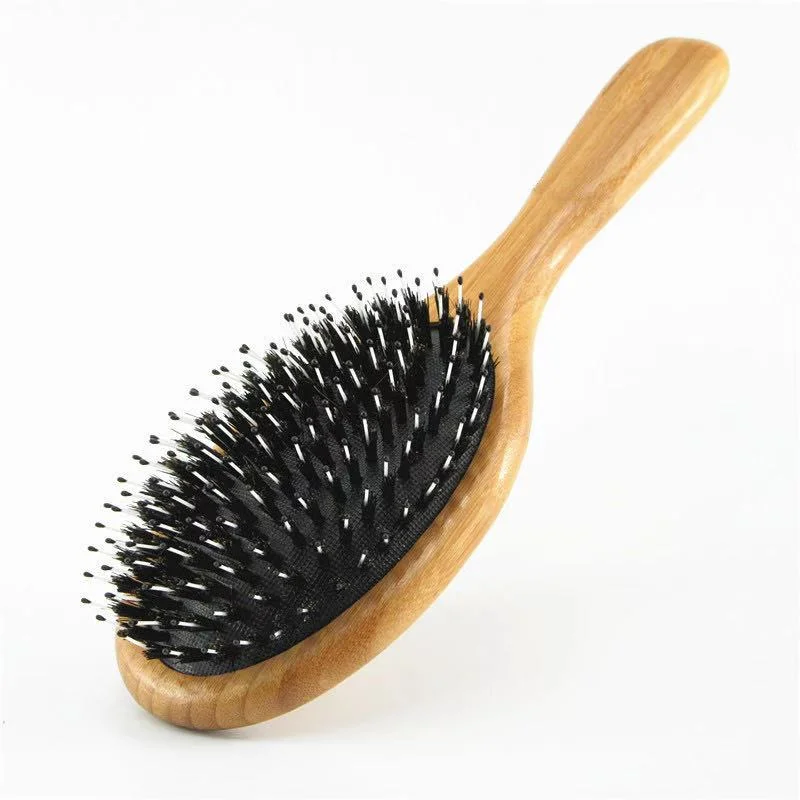 Oval Bamboo Wooden Hair Brush to Detangle and Massage