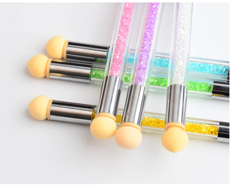 Double Side Shading Effect Sharp Round Nail Blooming Pen Nail Sponge Brush Plastic Acrylic Handle Artificial Nail Brush