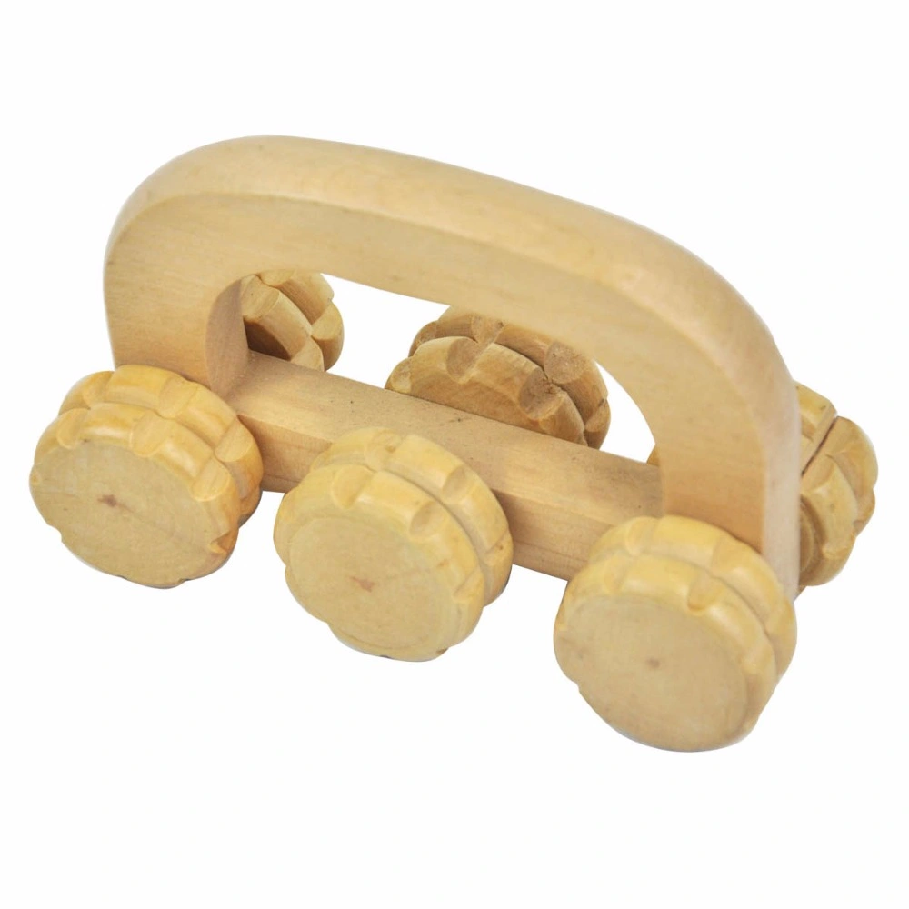 Natural Wood Handheld Massager Wooden Roller Spikes for The Body Neck Shoulder Arms Legs Stress Relief Handle Roller Massage Tools