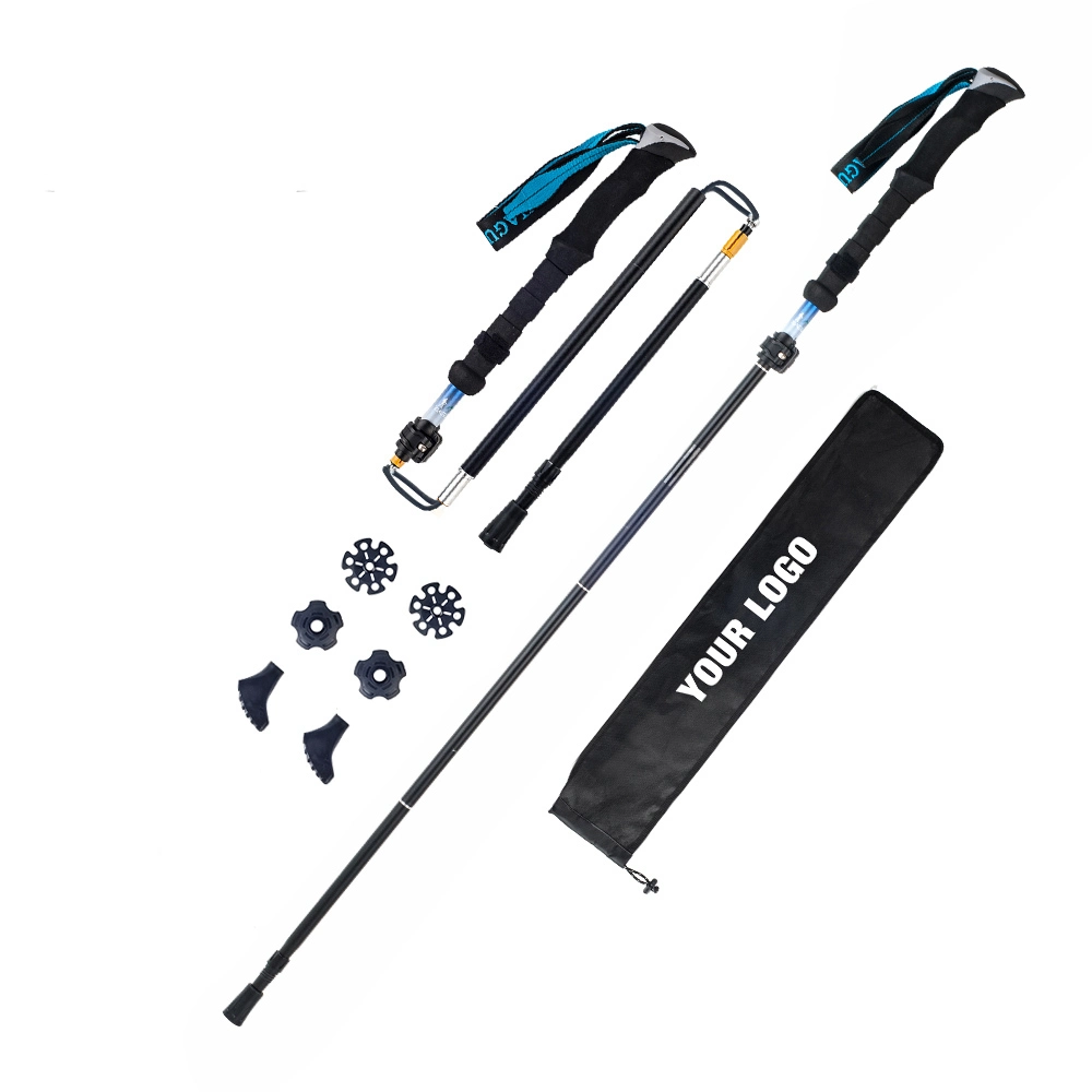 Tactical 3 Section Carbono Trekking Pole Collapsible Ultralight Travel Trekking Hiking Polees