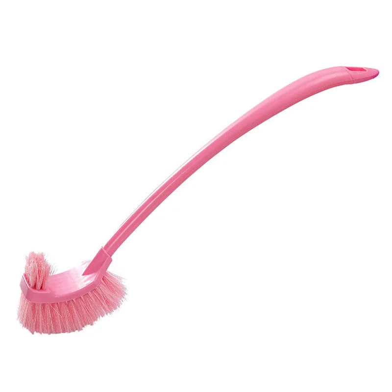 Plastic Bent Long Handle Double - Headed Toilet Bathroom Dead - End Cleaning Brush