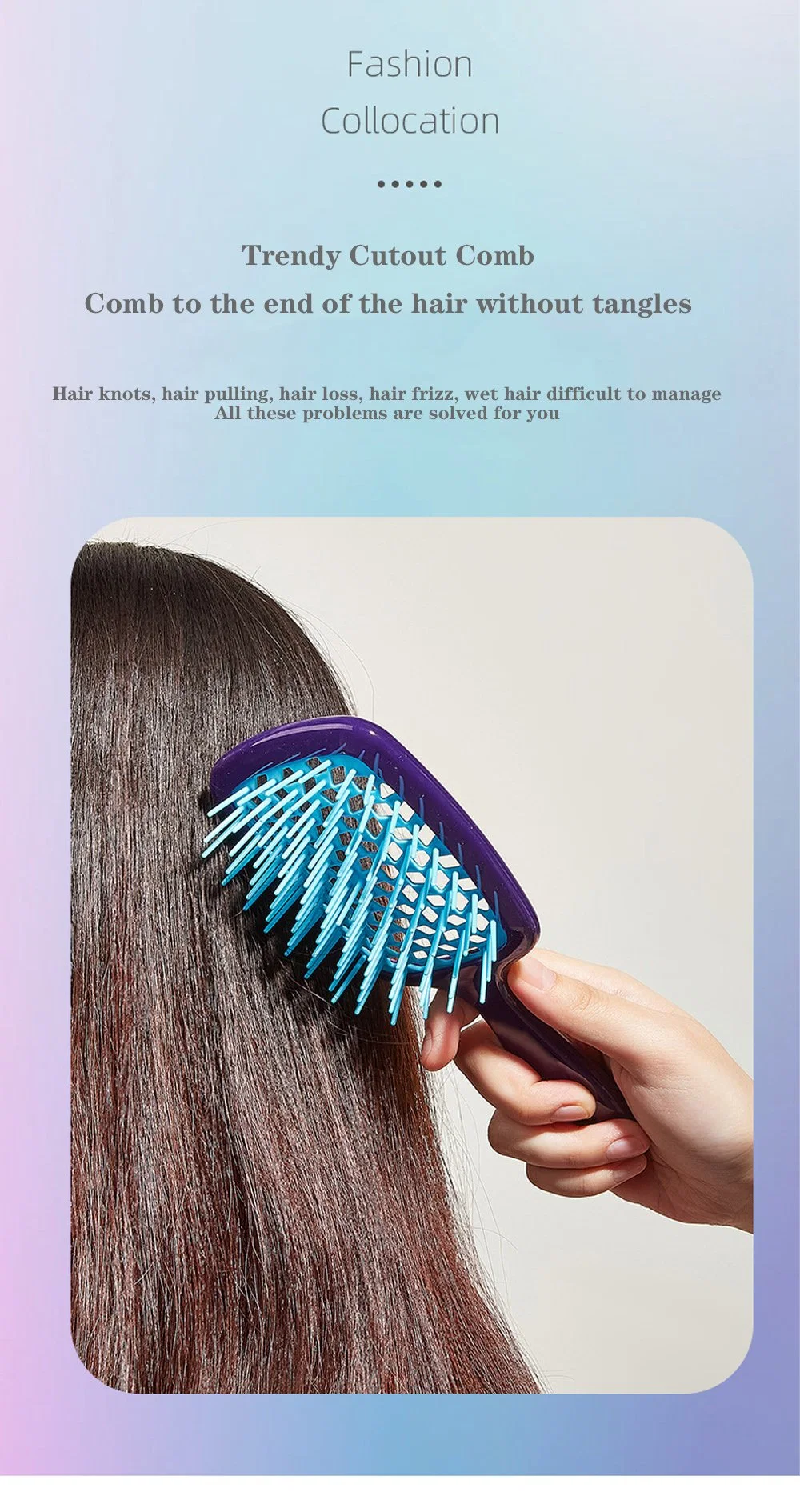 Hollow Air Grid Combing Styling Brush Home Fluffy Styling Combing Air Cushion Massage Combing Wide Tooth Brush