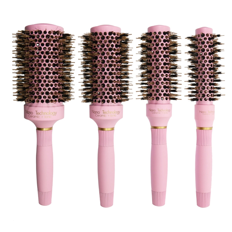 Ceramic Hair Brushes Manufacturers Boar Bristle Salon Styling Round Pink Hair Brush