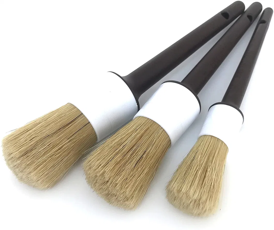 Detail Boars Hair Ultra Soft Car Detail Brushes Set Perfect for Washing Emblems Wheels Interior Upholstery