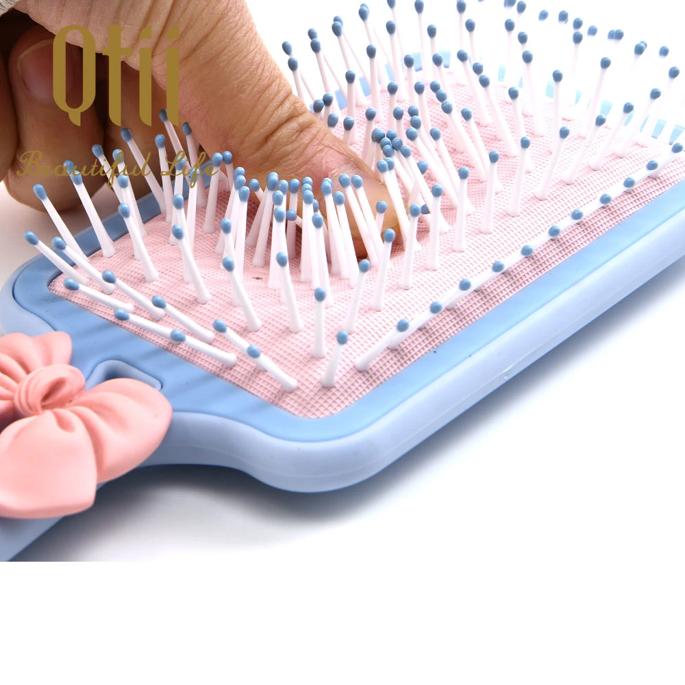 New Mold Paddle Shape Air Cushion Massage Hair Brush with Soft Touch Paint and with Bow Decoration