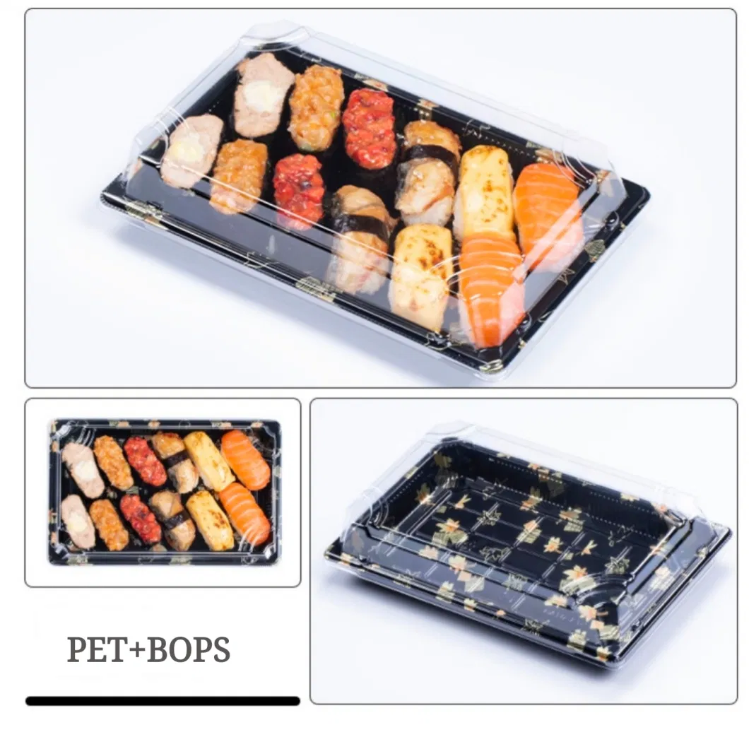Hot Sale Professional Recycleble Plastic Dvided Protection Sushi Trays for Food Container
