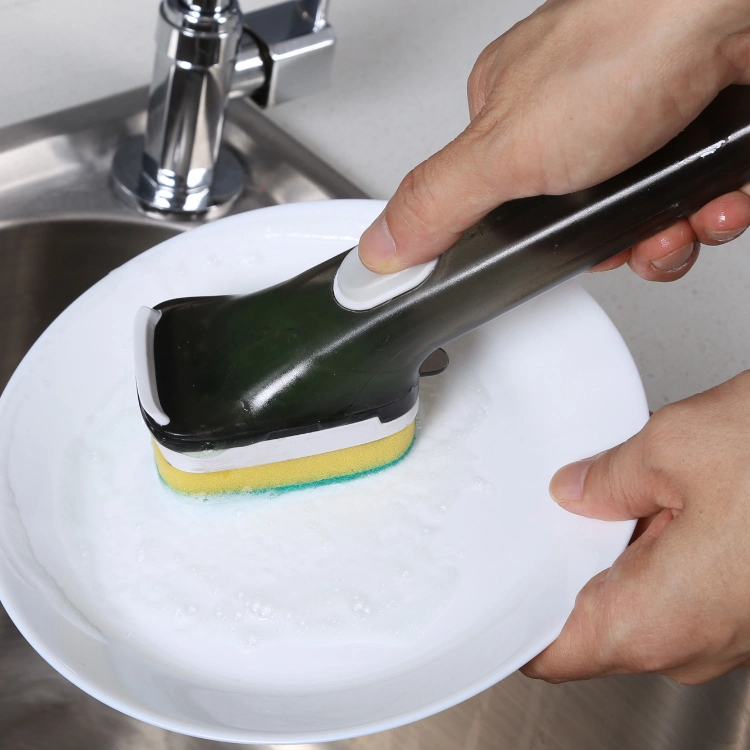 Nature Handle Cleaning Bubble up Soap Dispenser Dish Dish Sponge Brush for Kitchen