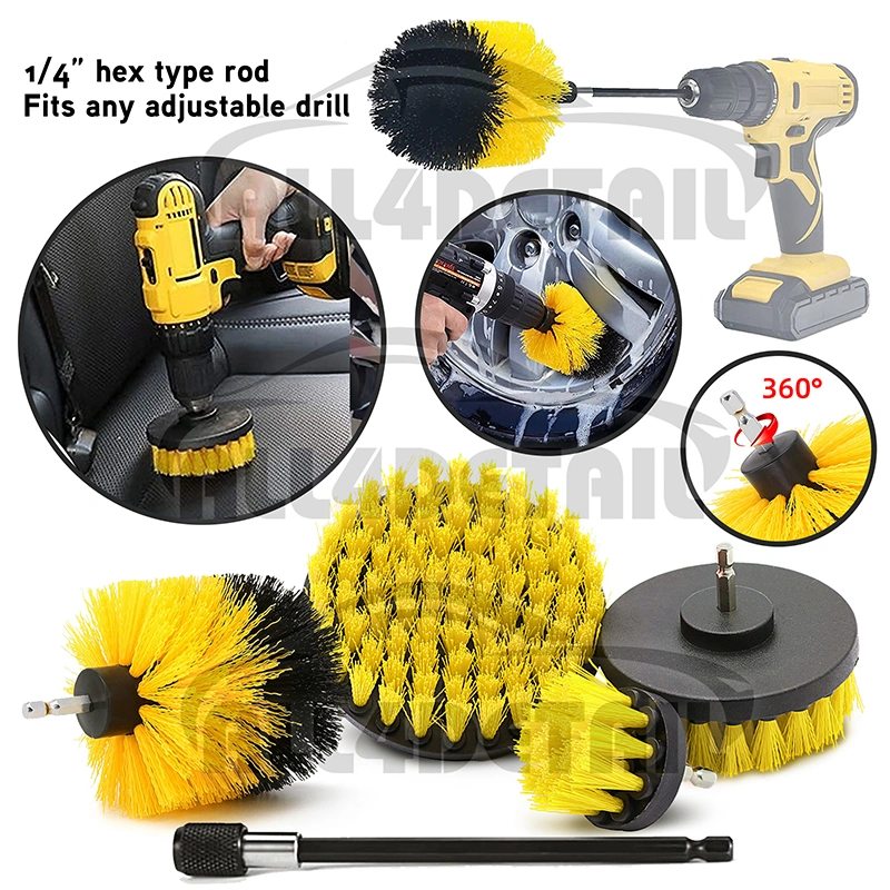 28PCS Car Detailing Kit Interior Detailing Kit Yellow Detail Drill Brush Cleaning Tools Set