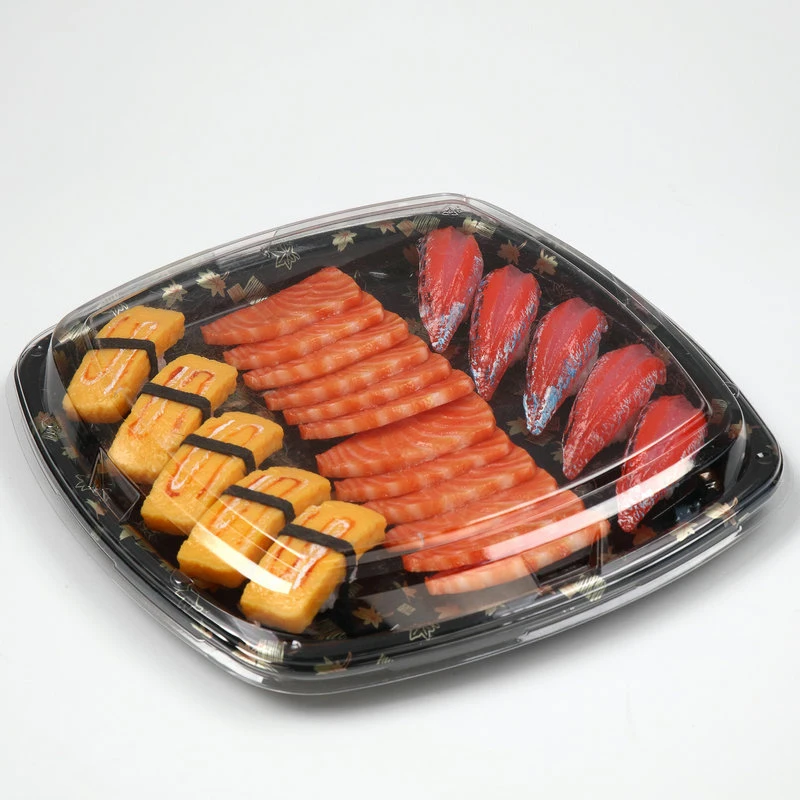 Various Types Sushi Tray with Lid Sashimi Platter Salad Fruit Plastic Food Packaging Box Customized Wholesale