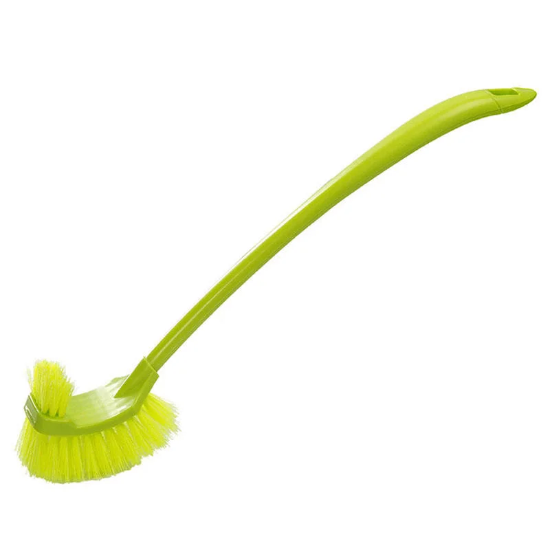 Plastic Bent Long Handle Double - Headed Toilet Bathroom Dead - End Cleaning Brush