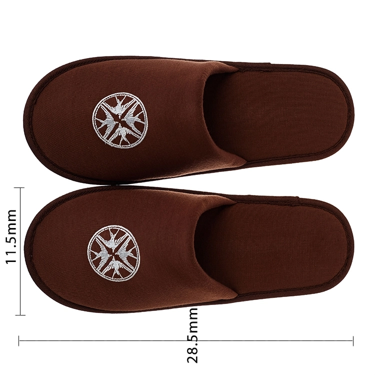 Wholesale 5 Star SPA Hotel Room Slippers Custom Logo Anti-Slip Dotted Fabric Sole Disposable House Guest Slippers