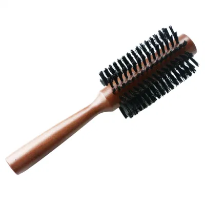 Salon professionale in legno rotondo, misura piccola, arrotolabile con setole Boar Spazzola per capelli per piastre
