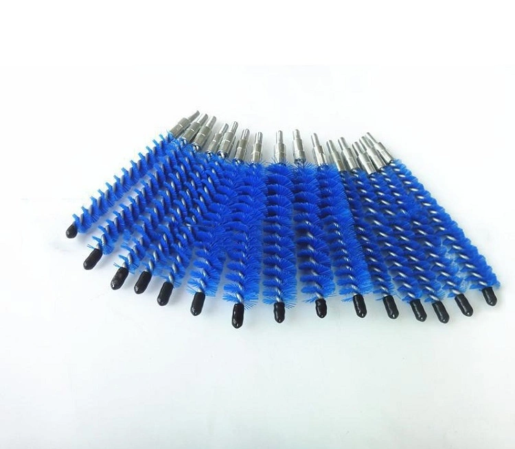 Abrasive Nylon Single Spiral Wire Bristles Spin Grit Internal Tube Cleaning Brush with Thread