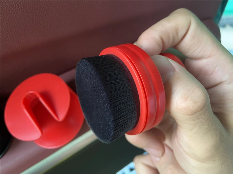 Red/Black Ergonomics Round Handle Brush with Storage Racks for Car Interior Cleaning Tire Dressing