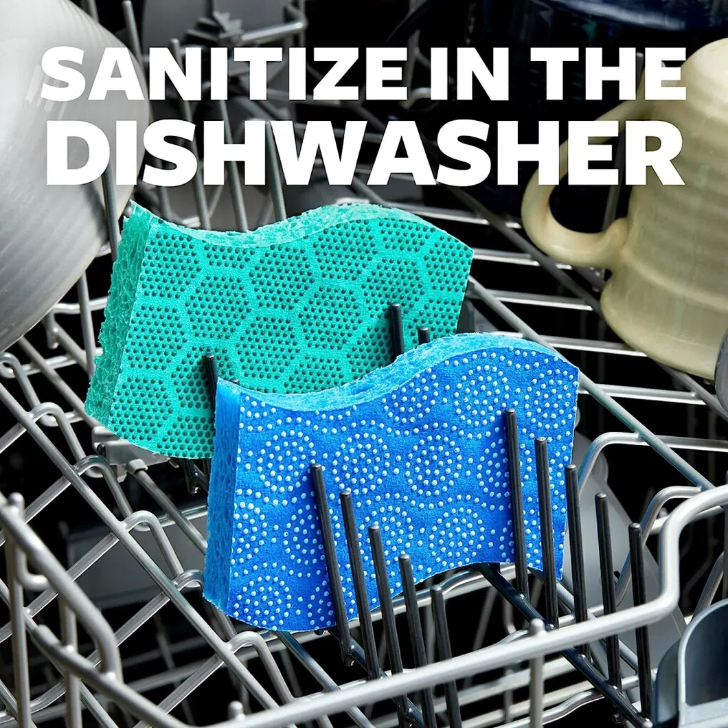 Washing Dishes and Cleaning Kitchen Scrub Dots Rinses Clean Non-Scratch Scrub Sponge