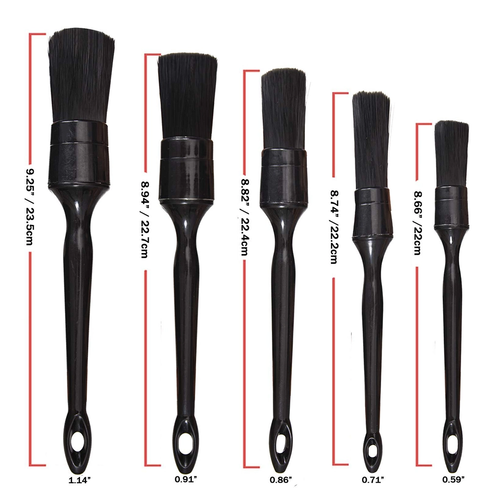 5 Pack Auto Black Detail Brushes Car Detailing Interior Auto Brushes for Car Screen Clean Brush