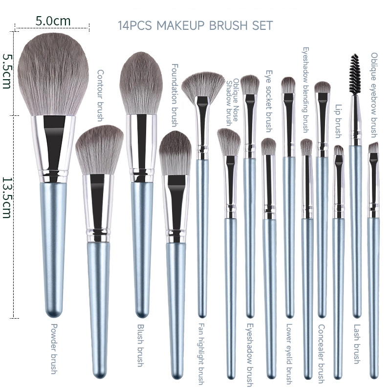 Factory Wholesale Price Customized Logo 14PCS Natural Makeup Brush Set Cosmetics Brushes