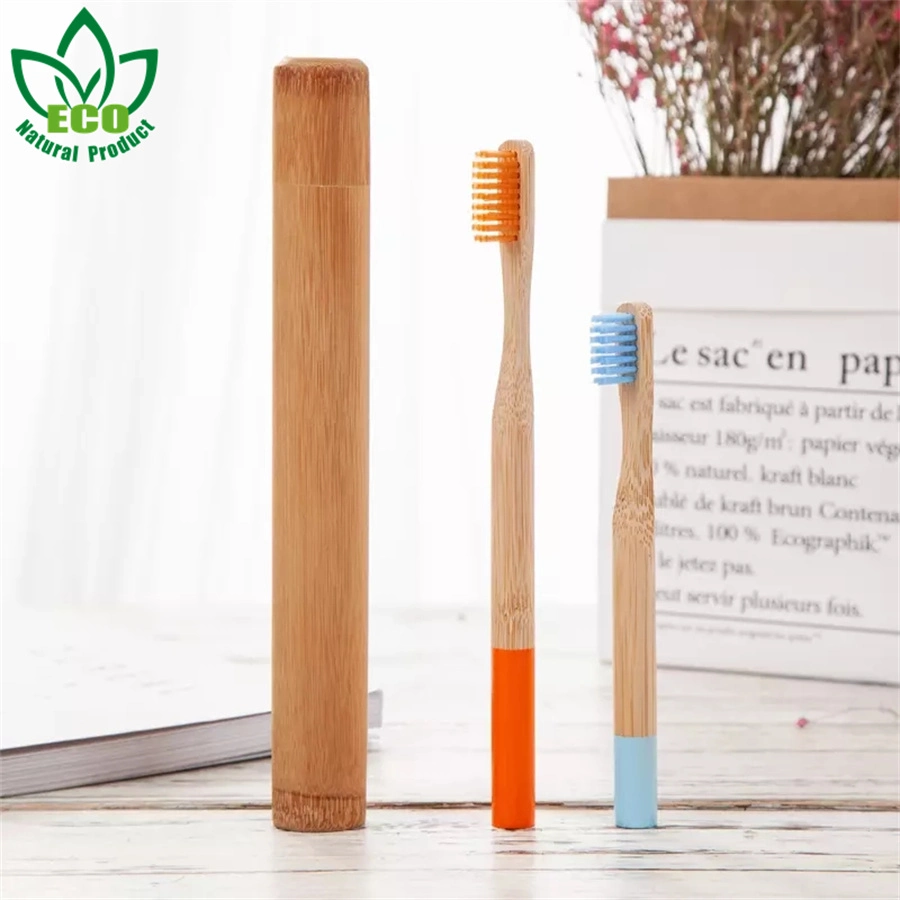 Natural and Vegan Colorful Round Bamboo Toothbrush Biodegradable