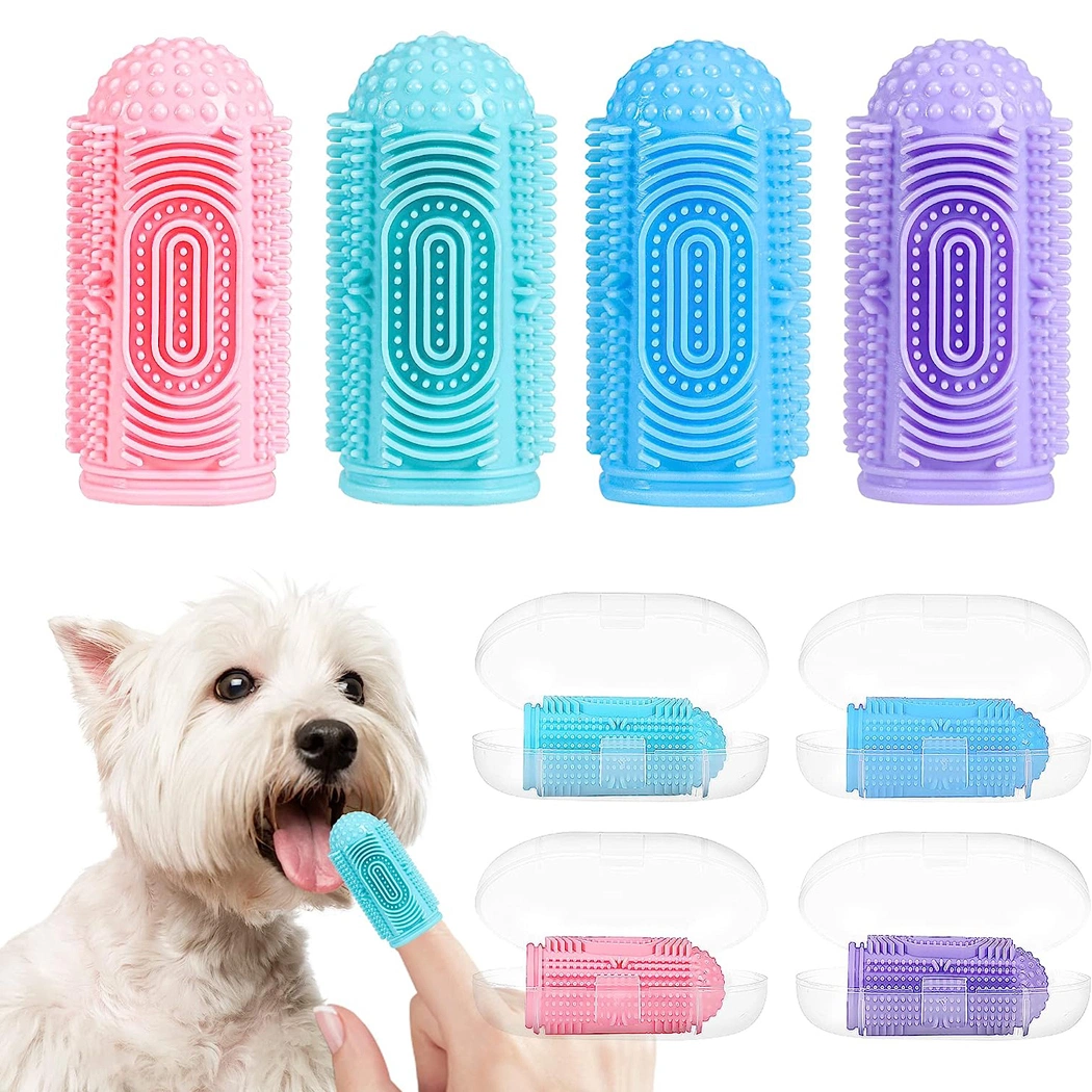 Eco Friendly 360-Degree for Cleaning Pet Teeth Silicone Pet Finger Toothbrush