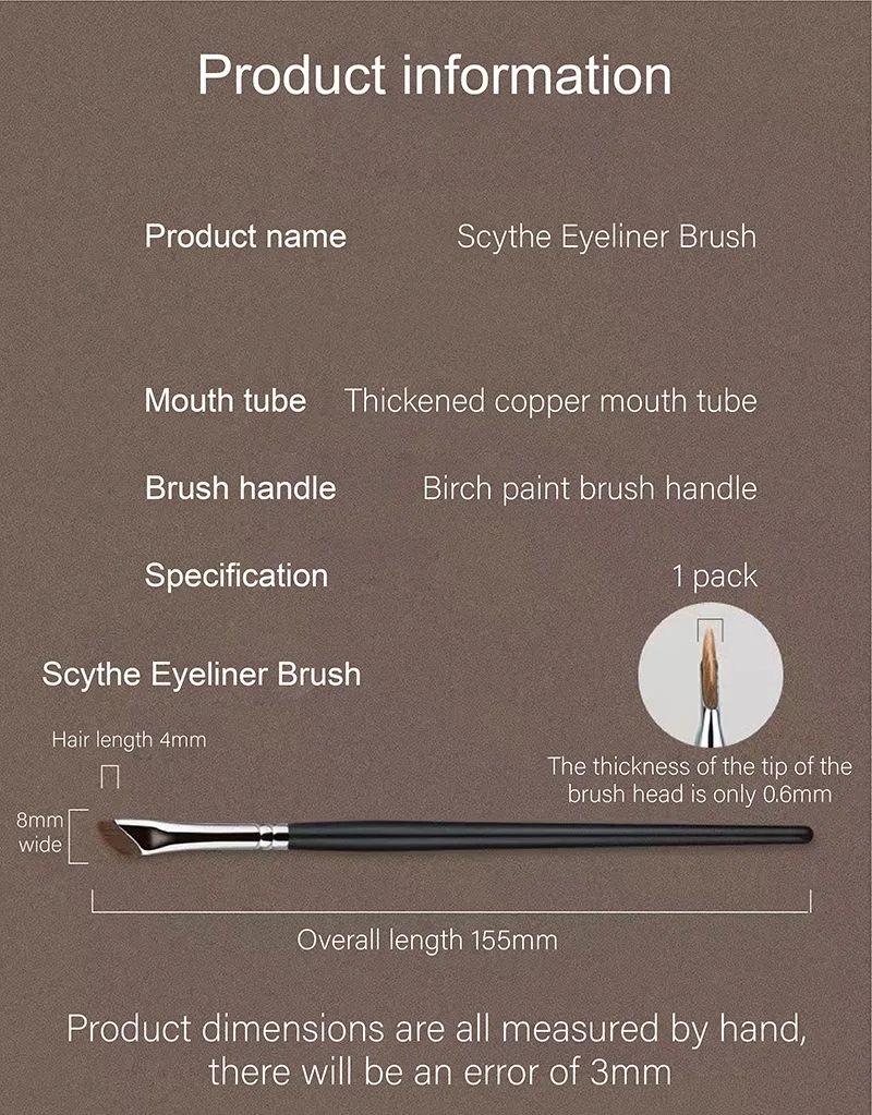 Professional Ultra Thin Wooden Handle Angled Flat Head Single Eyeliner Eyebrow Waterproof Makeup Brush