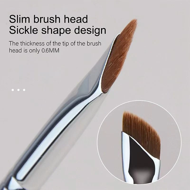 Professional Ultra Thin Wooden Handle Angled Flat Head Single Eyeliner Eyebrow Waterproof Makeup Brush