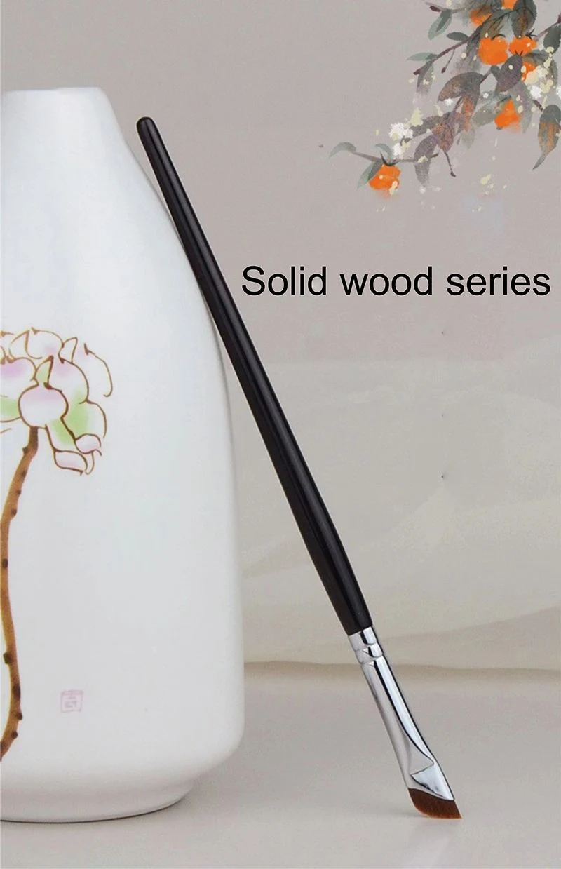 Professional Ultra Thin Wooden Handle Angled Flat Head Single Eyeliner Eyebrow Waterproof Makeup Brush