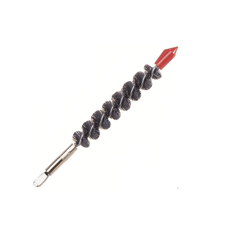 Abrasive Nylon Single Spiral Wire Bristles Spin Grit Internal Tube Cleaning Brush with Thread