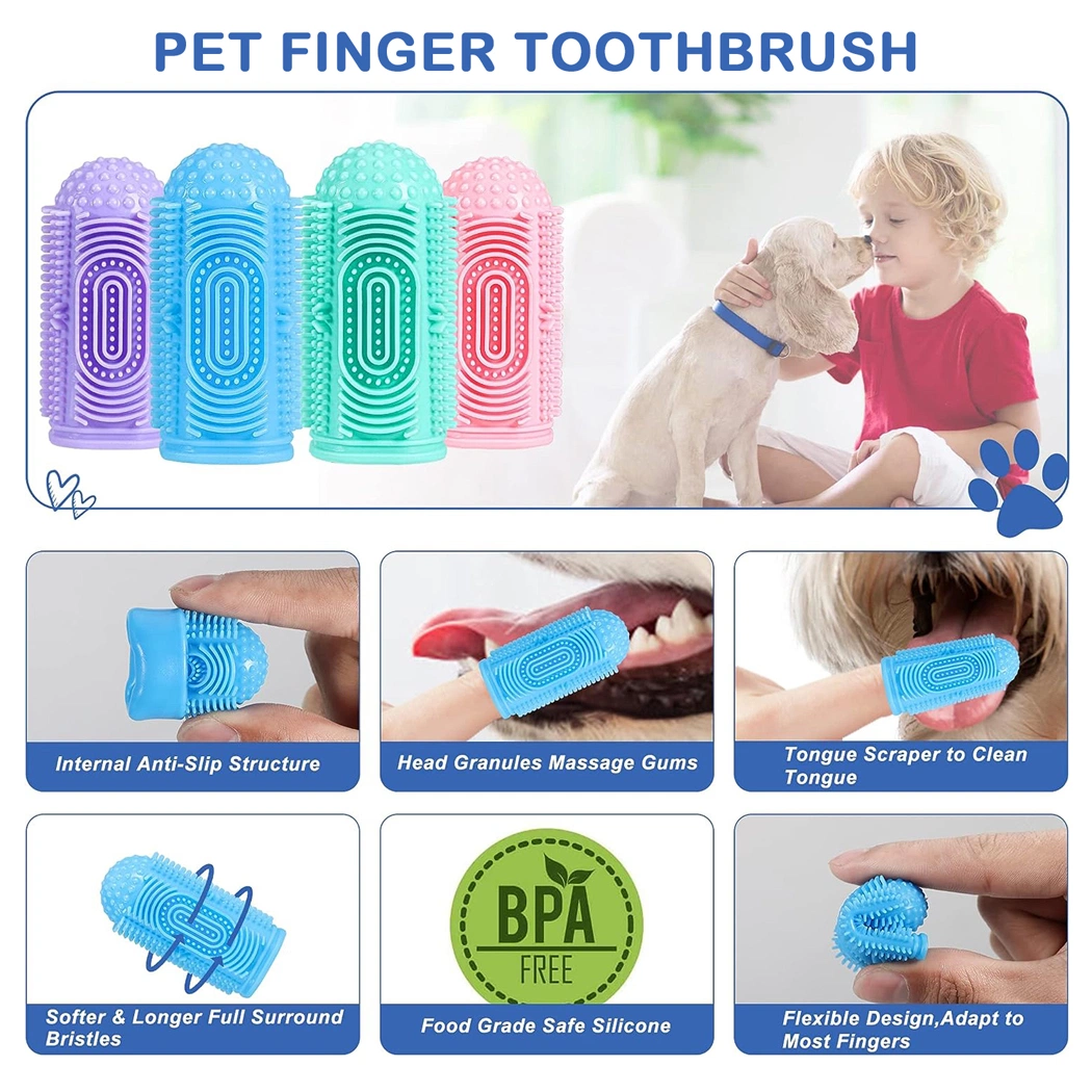 Eco Friendly 360-Degree for Cleaning Pet Teeth Silicone Pet Finger Toothbrush