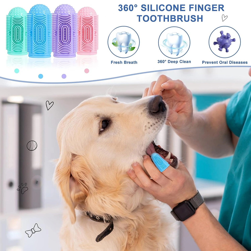 Eco Friendly 360-Degree for Cleaning Pet Teeth Silicone Pet Finger Toothbrush