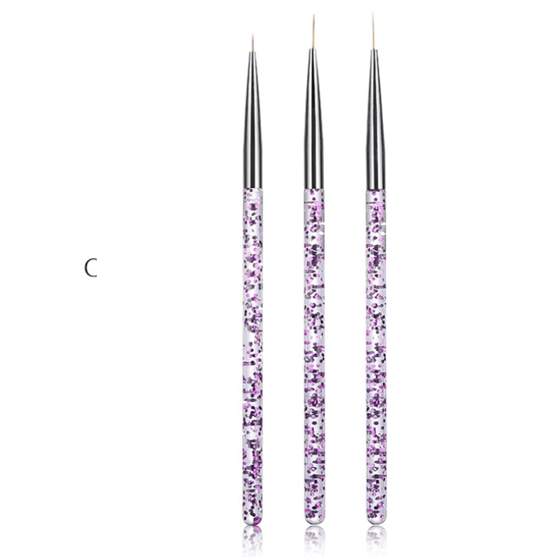 3PCS/Set Acrylic French Stripe Nail Art Liner Brush Set 3D Tips Manicure Ultra-Thin Line Drawing Pen