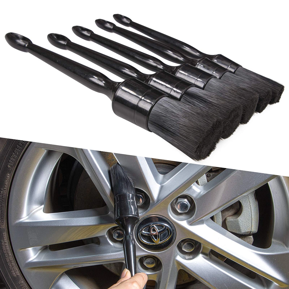 5 Pack Auto Black Detail Brushes Car Detailing Interior Auto Brushes for Car Screen Clean Brush