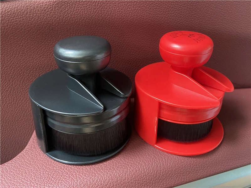 Red/Black Ergonomics Round Handle Brush with Storage Racks for Car Interior Cleaning Tire Dressing