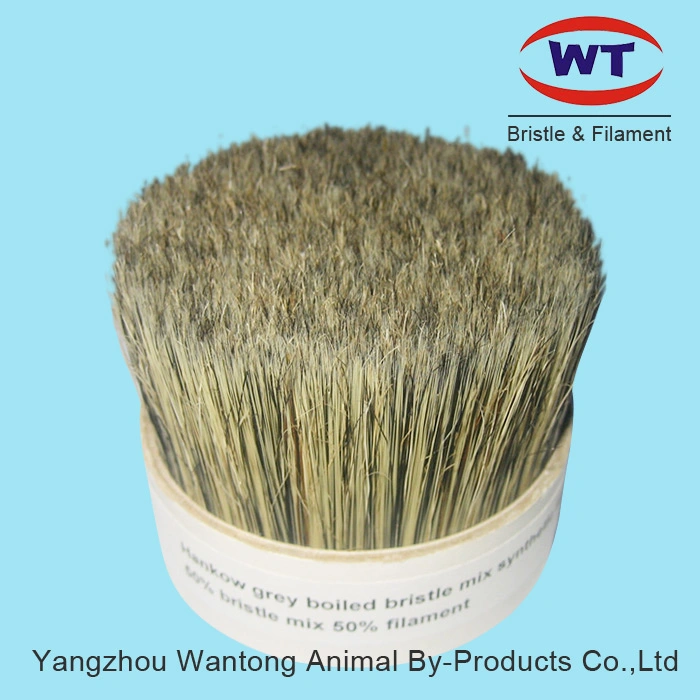 Grey Boiled Bristles Mixed with Synthetic Polyester Pet PBT Tapered Filaments for Paint Brushes Making