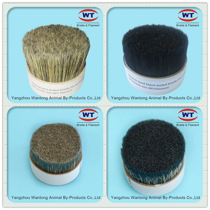 Grey Boiled Bristles Mixed with Synthetic Polyester Pet PBT Tapered Filaments for Paint Brushes Making