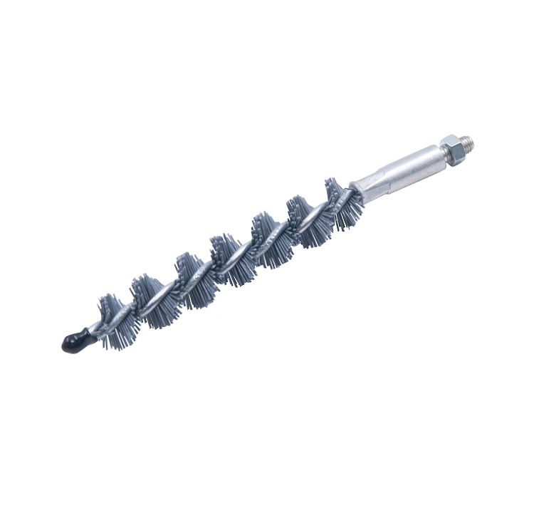 Abrasive Nylon Single Spiral Wire Bristles Spin Grit Internal Tube Cleaning Brush with Thread