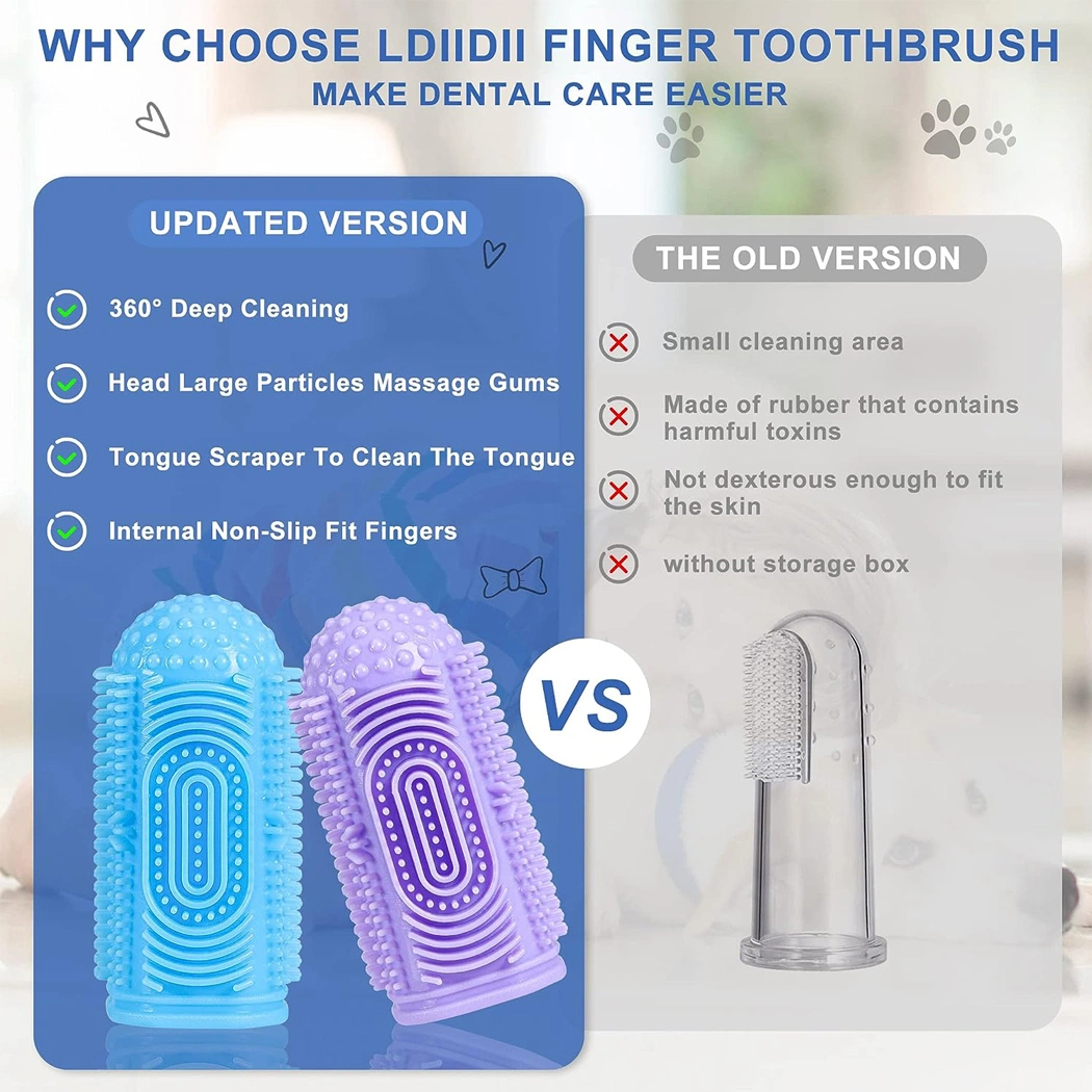 Eco Friendly 360-Degree for Cleaning Pet Teeth Silicone Pet Finger Toothbrush